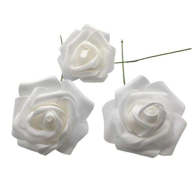 Naiovety 50 piezas de flores artificiales realistas para el hogar, la Oficina y el Hotel, para interiores y exteriores, fiestas, banquetes, ceremonias, Flores artificiales Blanco Naiovety HA084359-01