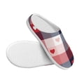 thumbnail image 3 of KLL Heart Plaid Pattern Adult Unisex Cozy Slippers,Fuzzy Slip-on Slippers TPR Sole Slippers Comfort Plush Home Footwear for Indoor & Outdoor-37/38, 3 of 7