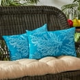 thumbnail image 3 of Greendale Home Fashions Sea Coral Blue Outdoor Rectangle Throw Pillow (2-pack), 3 of 5