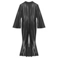 thumbnail image 6 of Hansber Men's Long Sleeve Flared Jumpsuit Disco Dance Overalls Shiny Metallic 70s Retro Outfit Club Party Wear Black M, 6 of 7