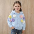 thumbnail image 3 of Zpanxa Girls Colorful Fuzzy Polka Dot Hooded Zip Up Cardigan Sweater Button Front Long Sleeve Casual Outerwear Sweaters for Girls, 3 of 8