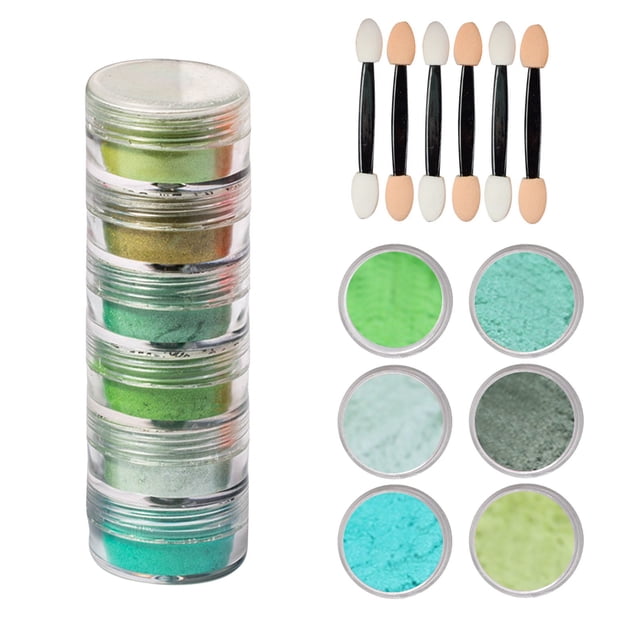 PVCS 6 Color Neon Nail Skin Glitter Pearl Powder Cans Equipped With Cotton Swabs