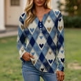thumbnail image 2 of Womens Valentines Day Outfit Henley Button V Neck Fashion Tops Spring Cute T Shirts Heart Print Long Sleeve Blouses, 2 of 5
