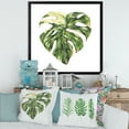 thumbnail image 3 of Designart 'Tropical Green Leaves On White In Summer Times III' Tropical Framed Art Print, 3 of 4