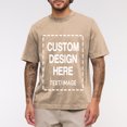 thumbnail image 6 of Custom T-Shirt with Your Image for Men Women, 230g Pure Cotton Washed Short Sleeve Tee Brown XL, 6 of 6