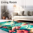 thumbnail image 2 of ODIKA 6'x9' Machine Washable Non-Slip Area Rug, Summer Flamingo Coir Tropical Beach Vibe Doormat High Traffic Rug, Pink, 99171, 2 of 7