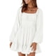 thumbnail image 1 of Vestido fluido para mujer, vestido de cuello cuadrado para mujer, vestido mini de color puro para mujer, vestido de verano con lazo en la espalda para mujer Características principales, 1 of 6