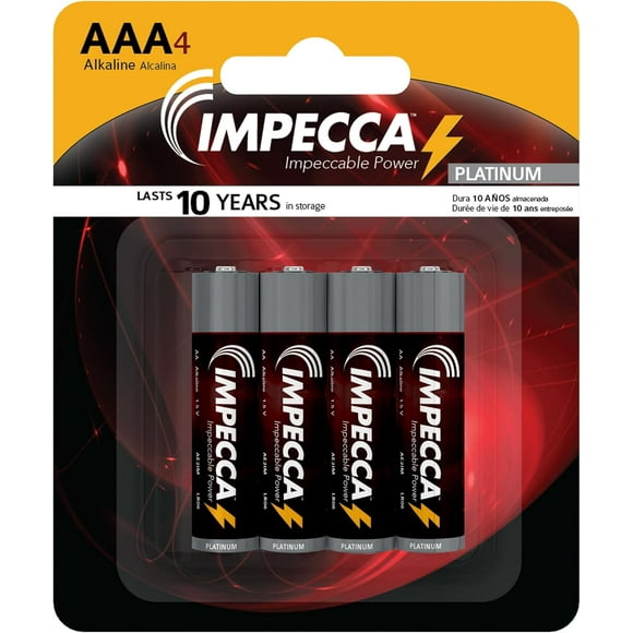 IMPECCA AAA Batteries (4 Pack) High Performance Triple A Alkaline Battery 1.5 Volt LR3 Non Rechargeable for Everyday Clocks Remotes Games Controllers Toys & Electronics