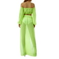 thumbnail image 4 of SAYOO Off Shoulder Clothing Set, Long Sleeve Tops and Cover Up Skirt Two-piece Suit for Beach Vacation Travelling for Women, 4 of 8