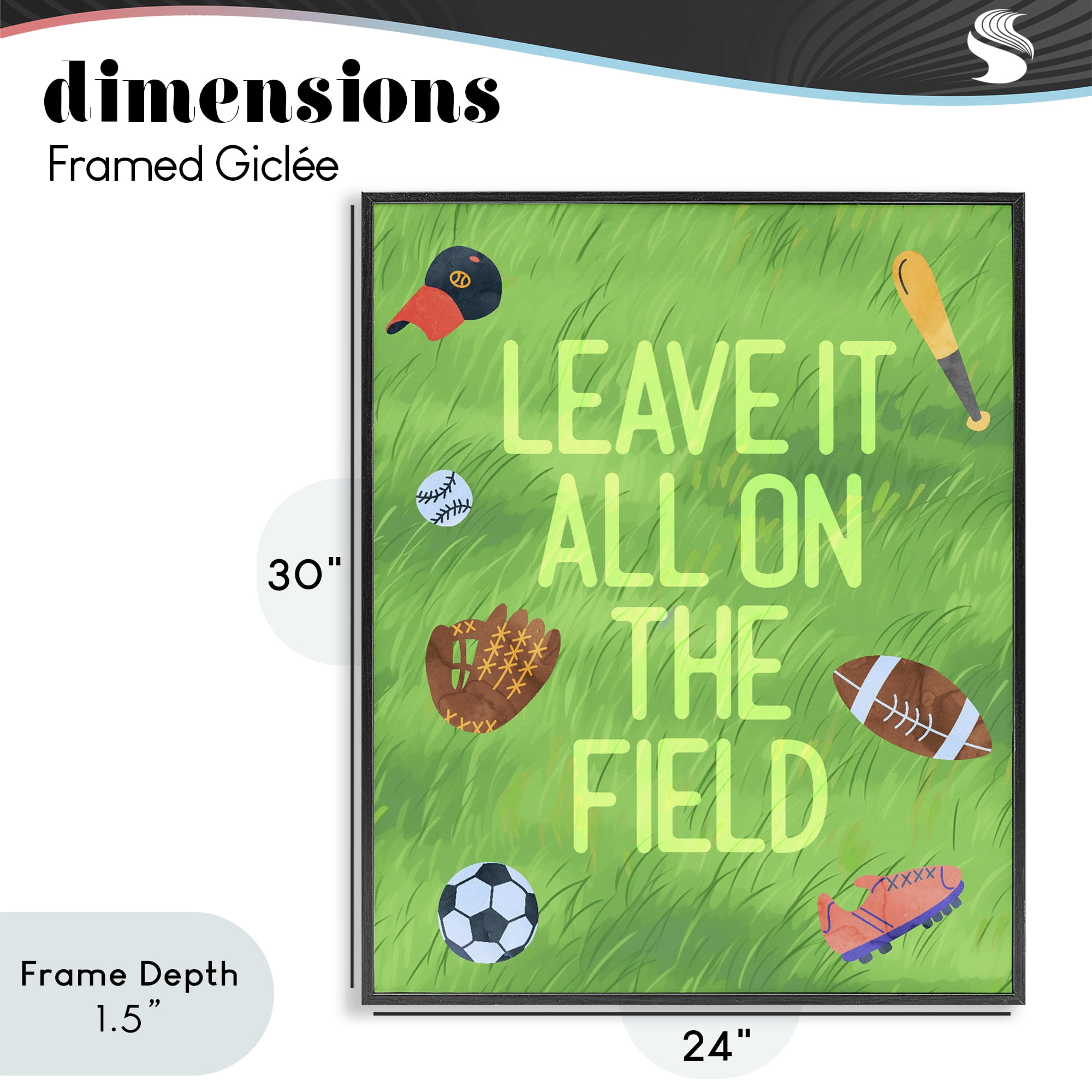 Stupell Industries Leave It On The Field Black Framed Giclee Art, design by Lil' Rue