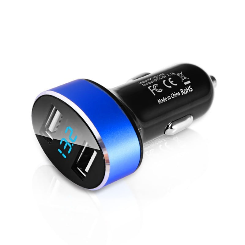 Compact Dual Port USB Fast Car Charger Output 5 Volt/2.4 Amps, Dual