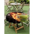thumbnail image 3 of Outdoor Tablecloth with Umbrella Hole and Zipper, Tennis Round Table Cloth 54 Inch Waterproof Tablecloth, Modern Sport Glowing Ball Black Background Picnic Table Cover for Patio Camping, 3 of 7