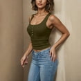 thumbnail image 5 of Womens Summer Tank Tops Ribbed Knit Slim Fit Sleeveless Henley Casual Basic Tee Button Up Going Out Blouse (XL, Army Green), 5 of 7