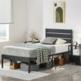 thumbnail image 3 of VECELO Twin Size Platform Bed Frame with Wooden Headboard, Rustic Country Style Mattress Foundation, No Box Spring Needed, Black, 3 of 10