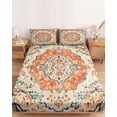 thumbnail image 2 of Twin Sze Fitted Sheet Set - Orange Beige Boho 2 Piece Bedding Sets 16" Deep Pocket Fitted Sheet with 1 Pillowcase, Vintage Ethnic Abstract Art Floral Brushed Microfiber Hotel Luxury Bed Sheets, 2 of 9