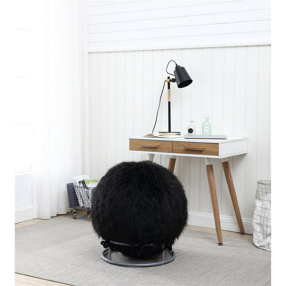 GoodGram Premium Posture Fuzzy Exercise Yoga Ball Chair Set Black