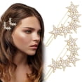 thumbnail image 1 of Mxxipp 2 pasadores de pelo con forma de estrella para mujer, con diamantes de imitación brillantes, antideslizantes, accesorios para cabello largo, corto, recto y rizado, color dorado, 1 of 5