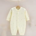 thumbnail image 2 of COM1950s Romper for Baby Girls, Child Printing Newborn Button V-Neck Long Sleeved Long Rompers, 2 of 5