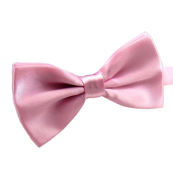 TELOLY Bow Tie Solid Color Wear Easily Polyester Adjustable Bow Tie Pre Tied for Formal Occasions Pink Bow Tie