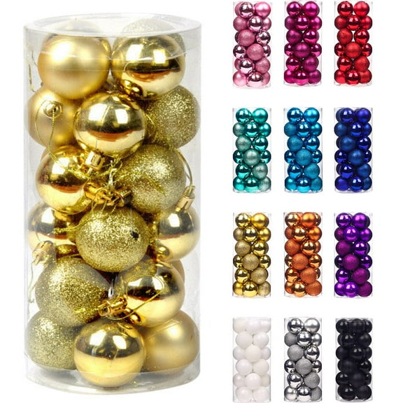 24PCS Christmas Balls Ornaments for Xmas Christmas Tree - Shatterproof Christmas Tree Decorations Small Hanging Ball for Holiday Wedding Party Decoration,1.2in
