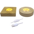 thumbnail image 1 of SYWAN 2Pcs 4" Wood LED Display Base, Round & Square, Warm Color, USB Powered, 1 of 8