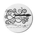 thumbnail image 1 of Guitar Mouse Pad for Computers, Pattern of Retro Style Curls Music Notes Monochrome Hand Drawn Concept, Round Non-Slip Thick Rubber Modern Mousepad, 8" Round, Charcoal Grey and White, by Ambesonne, 1 of 2