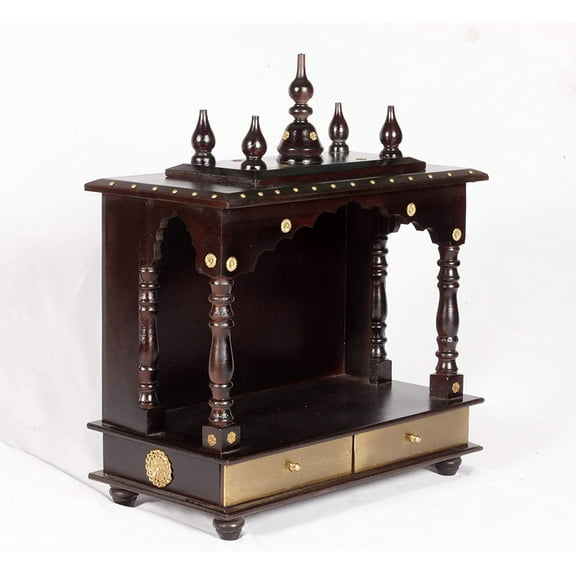 Home and Bazaar Rajasthani Ethnic Handcrafted Wooden Temple / Mandir / Pooja Ghar / Mandapam HB17KI-178