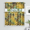 thumbnail image 2 of Kitchen Curtains 36 Inch Short - 3 Panel Set, Rod Pocket Window Curtain with Tropical Leaf Botanical Print, 100% Polyester for Farmhouse, Cafe, Kitchen, Bedroom, Easy Wash, 2 of 6