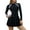 Black-M, variant on Women Rashguard Swimsuit Long Sleeves Front Zippered Bathing Suit Swim Dress with Boyshorts Quick Dry Swimming Costume