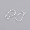 thumbnail image 2 of 100pcs Brass Hoop Earrings Findings Kidney Ear Wires Silver color Plated 18 Gauge 20x10mm Pin: 1mm, 2 of 2
