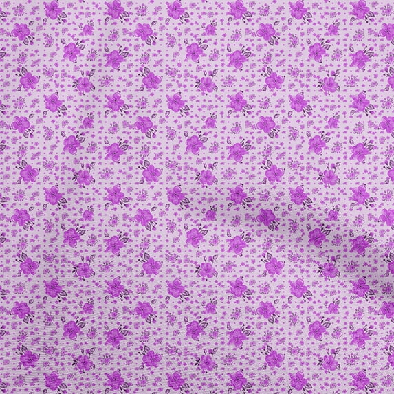 oneOone Viscose Jersey Purple Fabric Florals Diy Clothing Quilting Fabric Print Fabric By Yard 60 Inch Wide