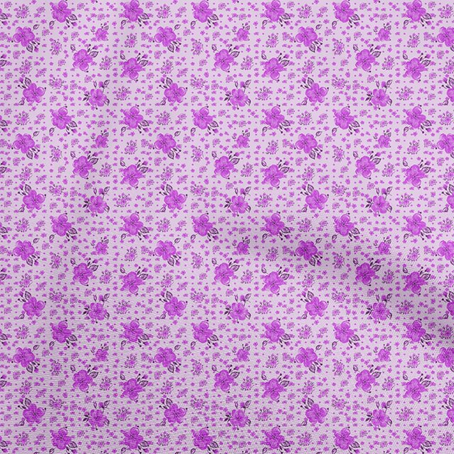oneOone Polyester Spandex Purple Fabric Florals Craft Projects Decor Fabric Printed By The Yard 56 Inch Wide