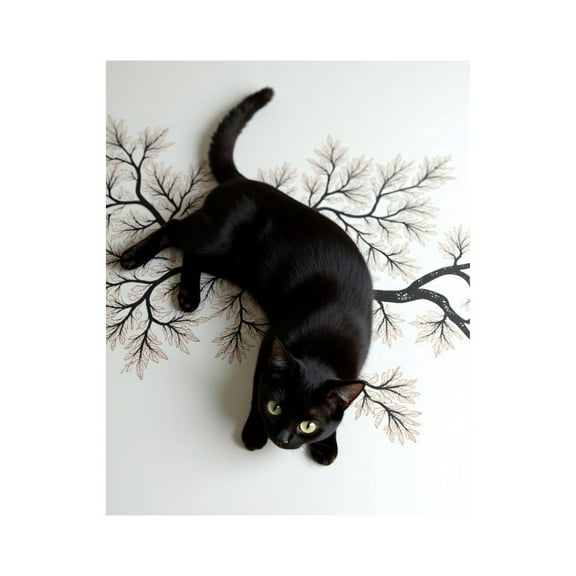 Paint by Numbers Kit for Adults, Black Cat Artistic Branch Design Paint by Numbers, Easy Paint by Numbers Kit for Adults Beginner, DIY Adult Paint by Number Kits on Canvas, Home Decor