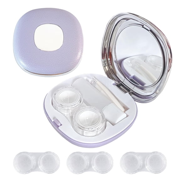 Kit de estuches para lentes de contacto Erewa con espejo y 3 estuches de solución
