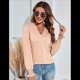 thumbnail image 4 of Tops Casuales de Larga con Cuello en V para Mujer, Camisetas Holgadas de y Otoño Amarillo Albaricoque XXL, 4 of 8