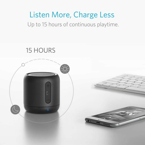 Anker SoundCore Mini, haut-parleur Bluetooth super portable avec 15 heures  de lecture, portée Bluetooth de 66 pieds, amélioré 