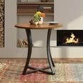 thumbnail image 4 of Metro 36"  Oak Veneer Top Dining Table with Black Metal Base, 4 of 5