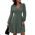 thumbnail image 1 of Vestido Suéter PRETTYGARDEN Verde Oscuro Cuello en V Talle S, 1 of 8