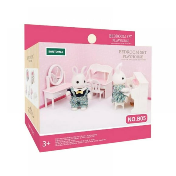JANDEL Calico Critters Deluxe Kozy Bedroom Set Fashion Animal house Playset Bed Furniture and Accessories Included (Only Furniture)
