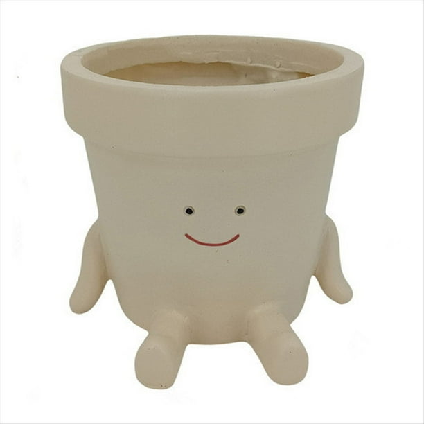 Maceta con Cara Sonriente, Maceta Divertida para Plantas de Interior y Exterior, Macetas con Cabeza , Maceta Decorativa con Cara Única B