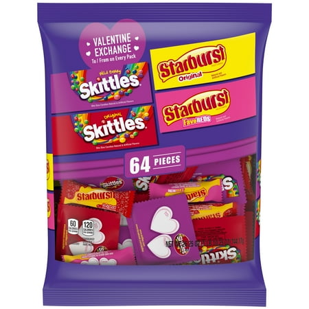 Skittles & Starburst Valentine Candy Exchange Mixed Chewy Candy Assortment - 64 Ct