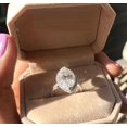 thumbnail image 2 of HeartsAndYou 2ct Marquise Cut Moissanite Gatsby Halo Engagement Ring for Women 18k White Gold over Silver, 2 of 5