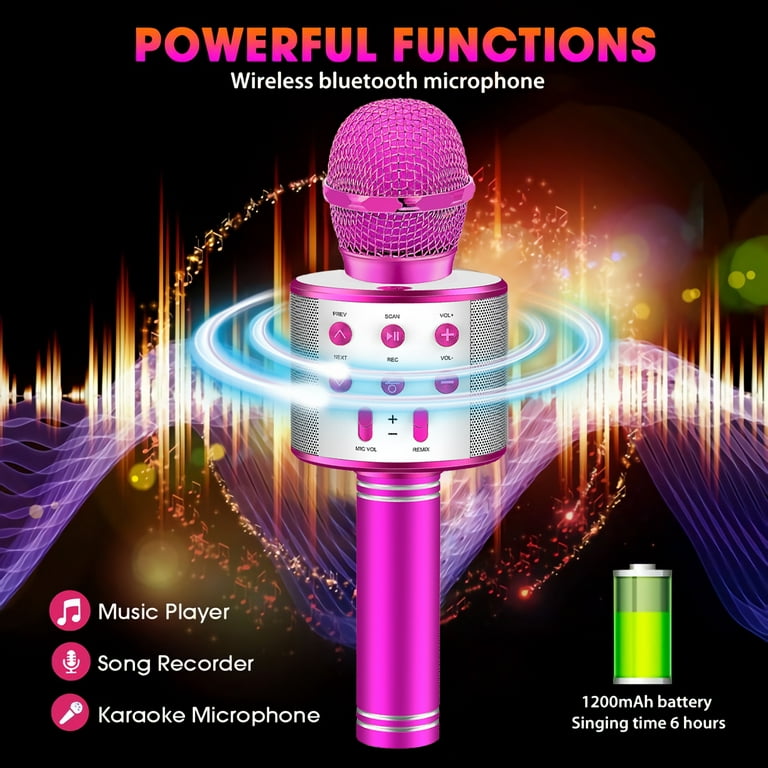 FINYIORE Microphone for Kids Voice Changer Karaoke Microphone Boy Girl  Gifts Age 3-12 Portable Child Microphone Karaoke Kid Wireless Bluetooth