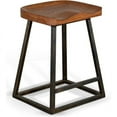 thumbnail image 2 of Home Square 24" Wood & Metal Saddle Counter Stool in Rustic Oak - Set of 3, 2 of 10