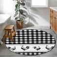 thumbnail image 3 of Round Area Rug 3 Ft, Farmhouse Black Plaid Washable Non-Slip Circle Carpet for Living Room/Bedroom, Vintage Country Cock Checkered Low-Profile Small Floor Mats Collection Rugs for Indoor, 3 of 8