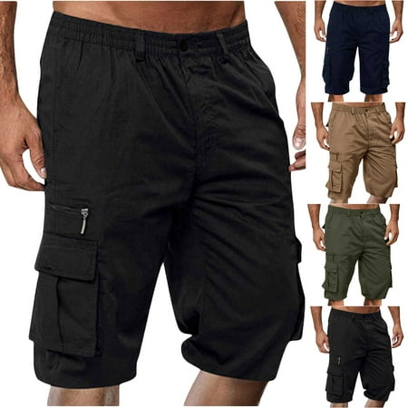 Mifsaly Men Cargo Shorts Cotton Summer Running Hiking Short Pant with Multi Pockets Outdoor Casual High Waist Shorts M