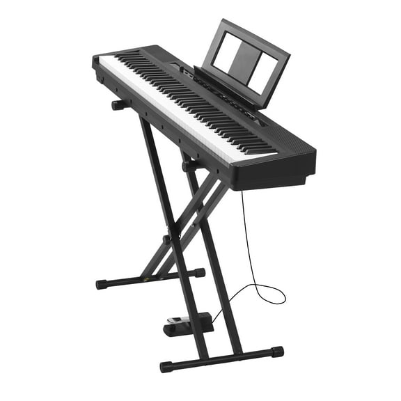 KFFKFF 88-Key Fully Weighted Digital Piano with Dual Keyboard, Built-in Speakers, X Stand, Sustain Pedal, Recording Capability, 280 Tones, Wireless Connectivity, Ideal for Beginners, Black