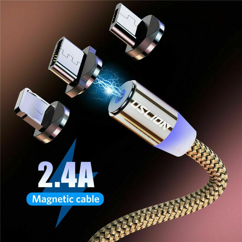 Multicolored 4ft Demon-Devices 2 Pack 3 in 1 Charging and Data 4ft Cable Flowing Led Light Up USB Cable Fast Charging Cord Type C/Micro USB/IP Connector for Phone/XR/XS/11 Pro Max/Galaxy Note