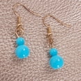 thumbnail image 3 of Humble Chic Aqua Marbled Ball Drop Dangle Earrings for Women - Lightweight Boho Bead Drops, 3 of 4