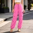 thumbnail image 5 of Annhoo Cargo Pants for Women Plus Size Casual Drawstring Elastic Waist Travel Sweatpants with Multi Pocket, 5 of 6